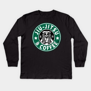 JIU JITSU AND COFFEE - FUNNY BRAZILIAN JIU JITSU Kids Long Sleeve T-Shirt